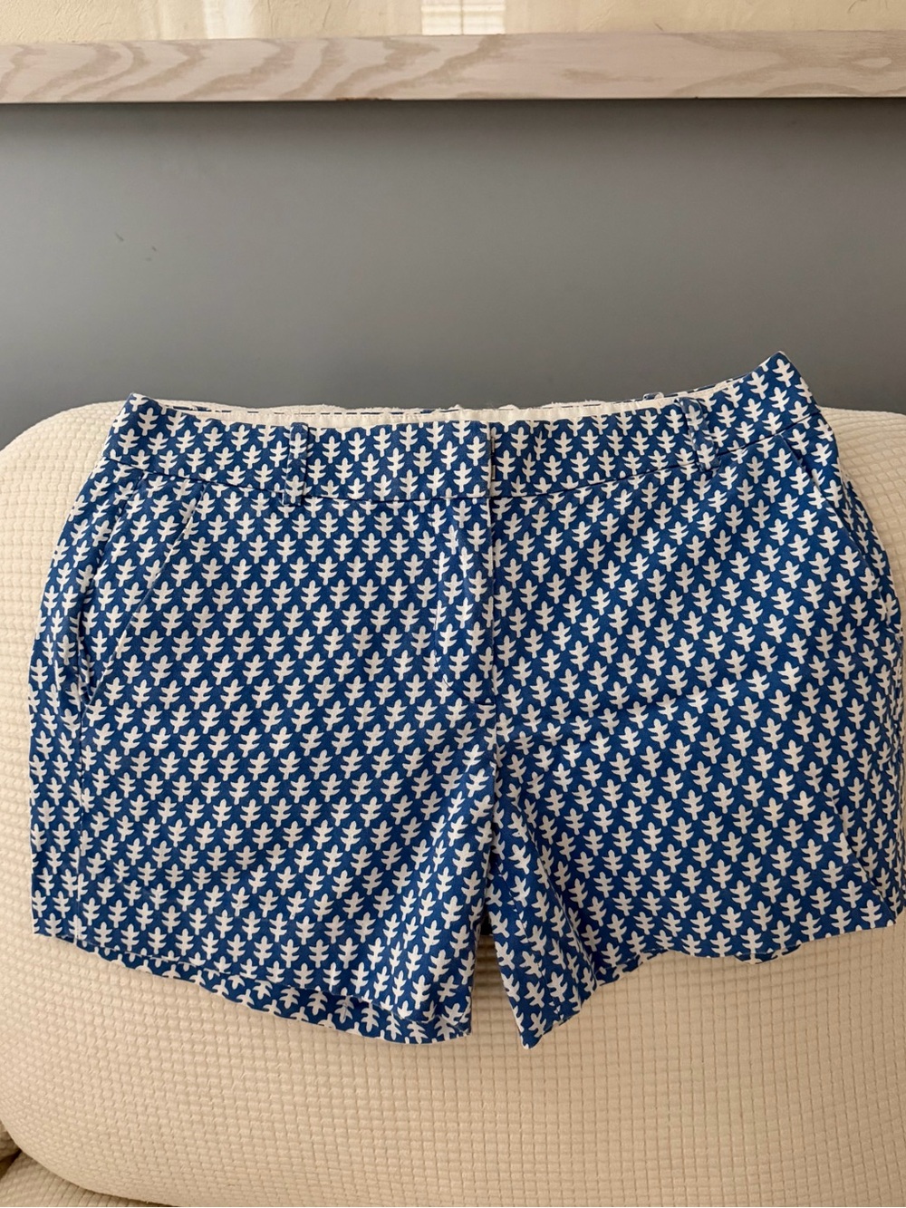 Women's Blue and white printed shorts - J Crew size 0